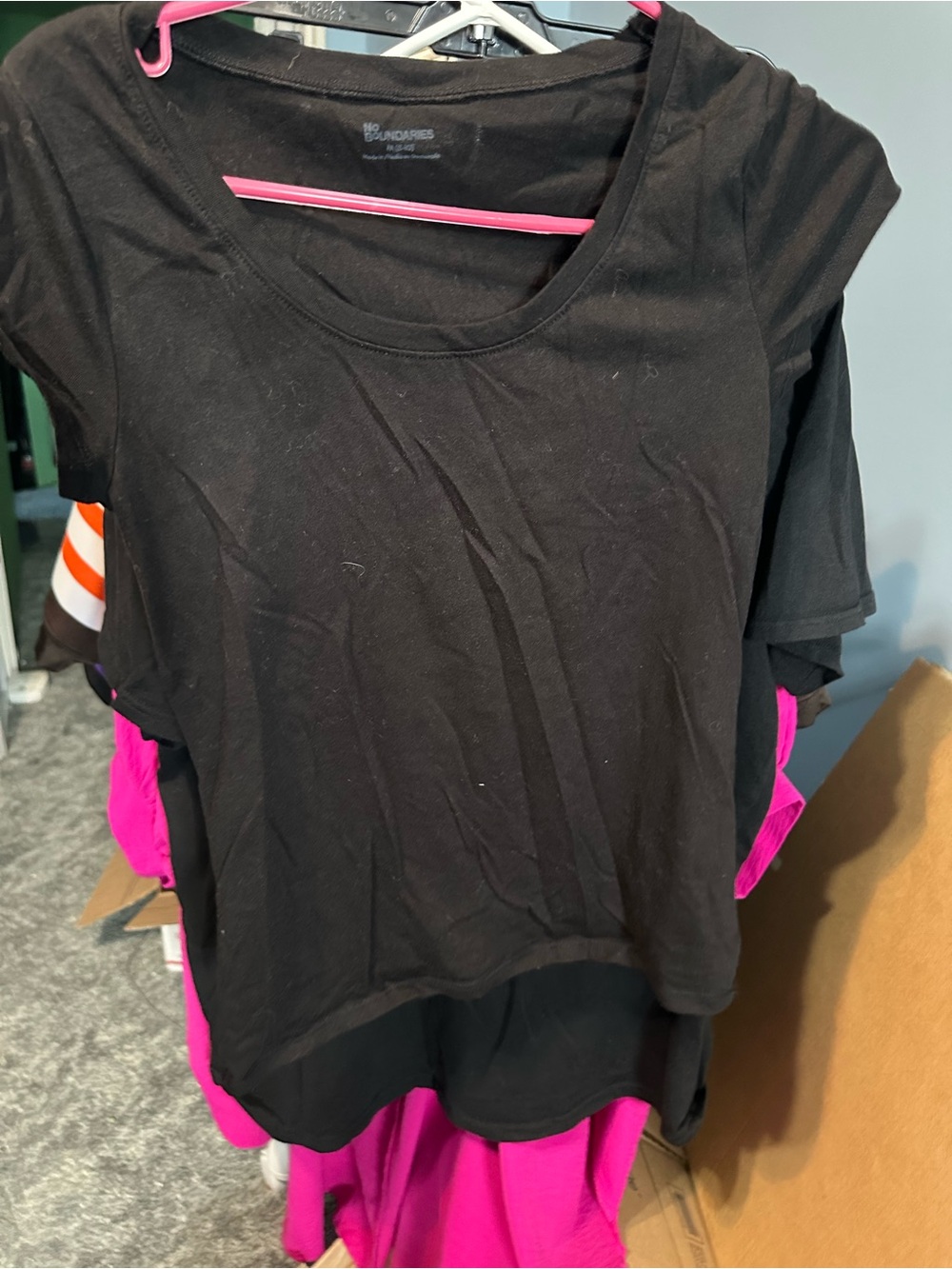 No Boundaries Black Crop Scoop Neck Tee